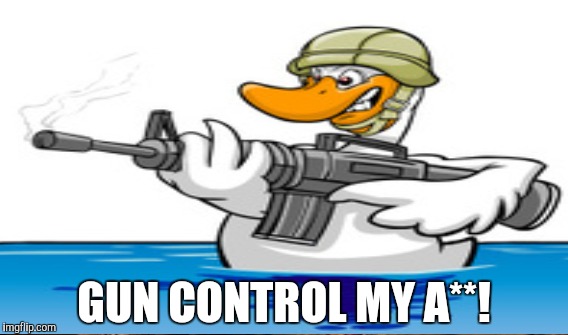 When the DUCK holding the gun Imgflip