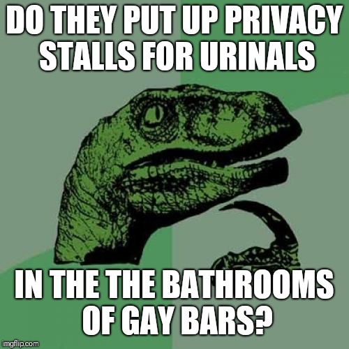 Wouldn't make sense to put up stalls in the bar of a gay bathroom would