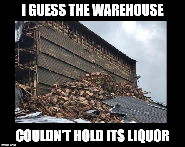 Kentucky Bourbon warehouse collapses, spilling 9,000 barrels of whiskey