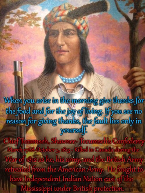 Chief Tecumseh, Shawnee Tecumseh's Confederacy Imgflip