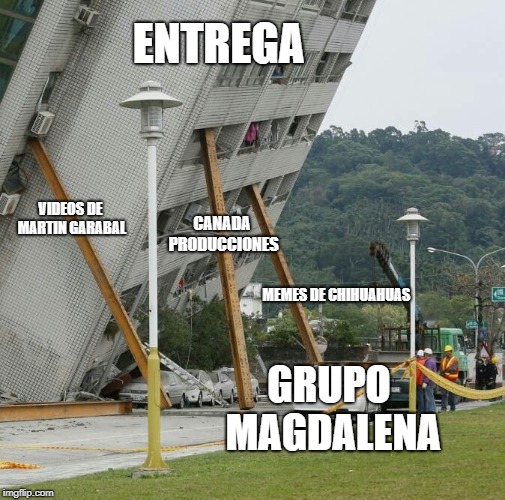 Falling building held up with sticks Memes Imgflip