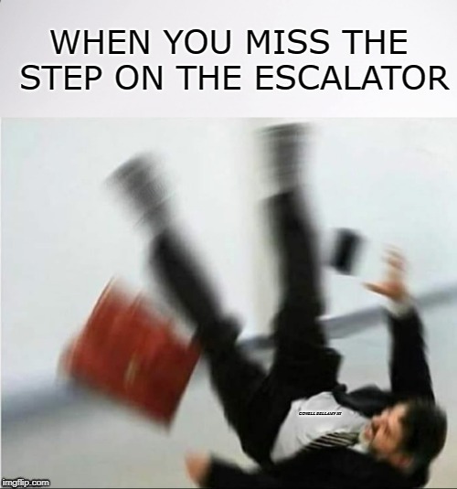 Image tagged in escalator fall Imgflip