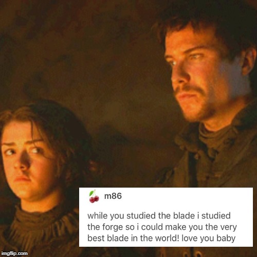 Image tagged in gendry,gendrya,arya,game of thrones Imgflip