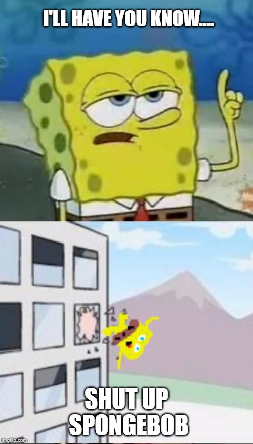 Image tagged in spongebob thrown out boardroom window Imgflip