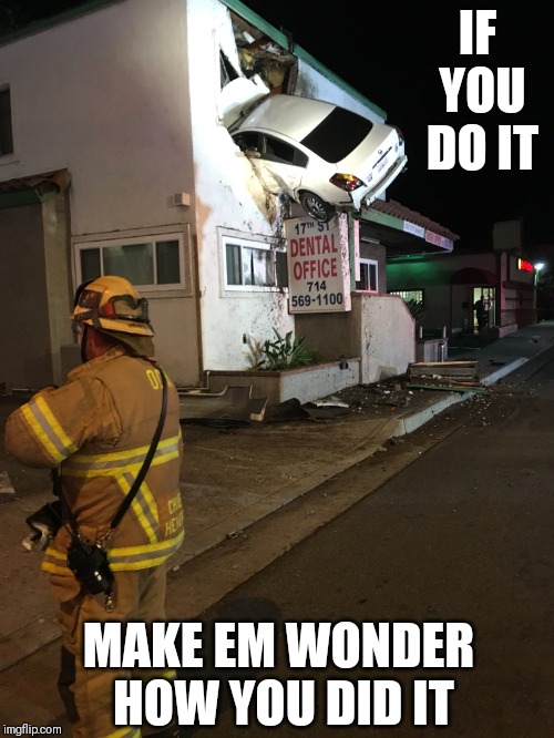 Image tagged in car crash california second floor Imgflip