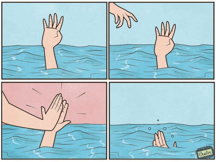 Drowning High Five Blank Template Imgflip