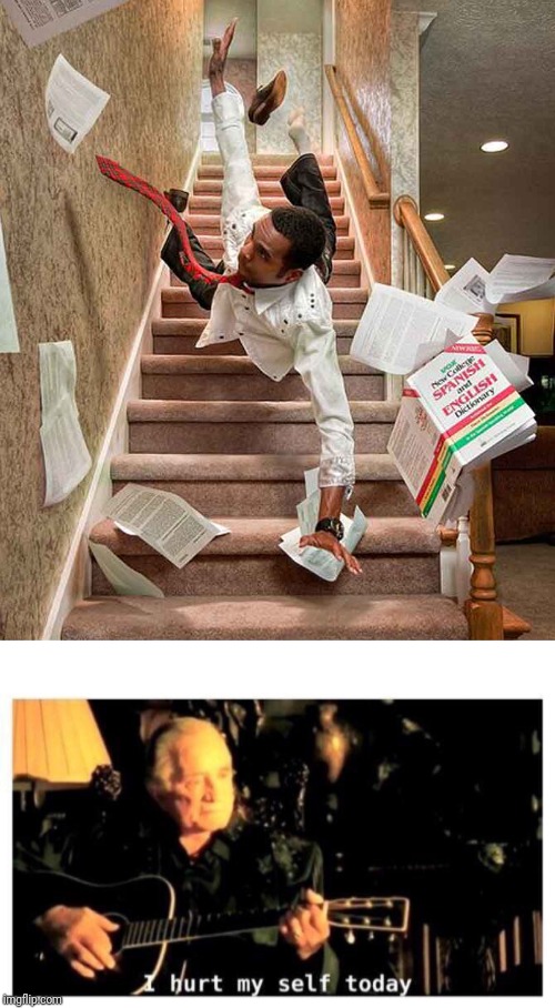 Image tagged in falling down the stairs,johnny cash hurt Imgflip