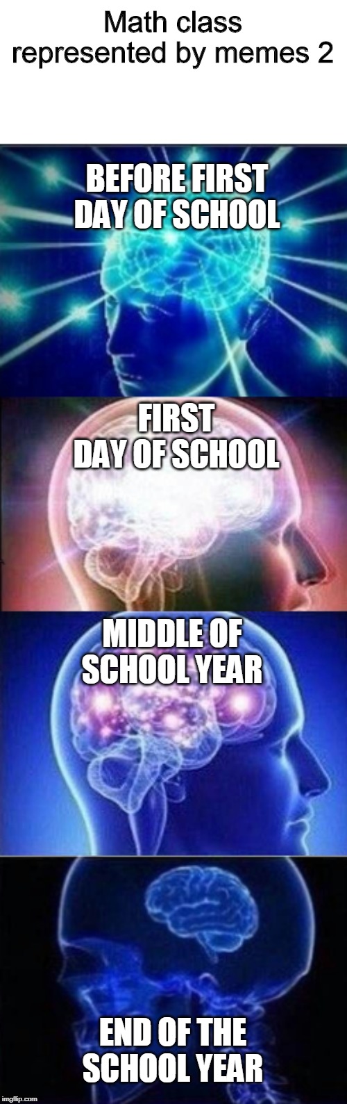 Image tagged in first day of school,school,expanding brain,memes Imgflip