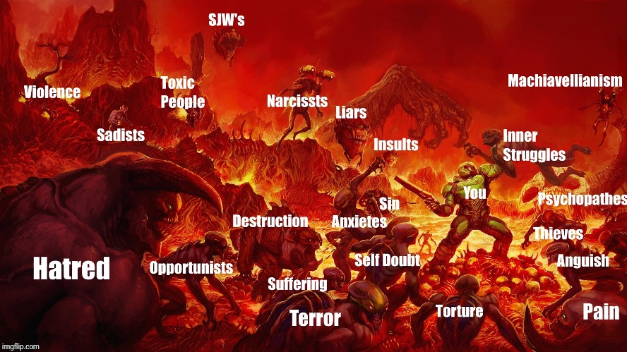 Image tagged in doom,psychology,destruction,destroy,inner me,demons