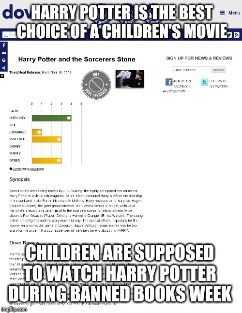 Image tagged in harry potter,banned,children,90s,public,library Imgflip