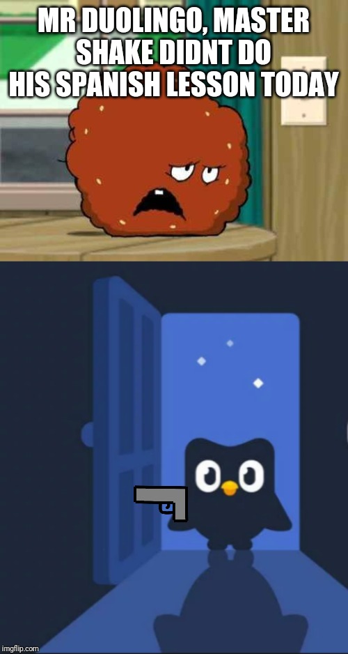 Image tagged in meatwad,duolingo bird Imgflip
