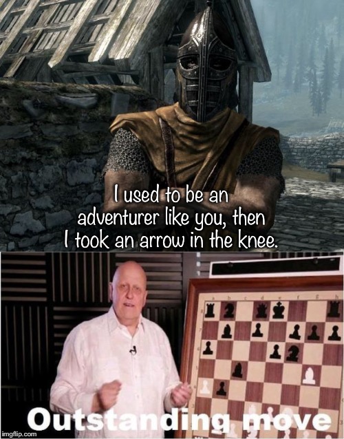 Image tagged in skyrim guards be like,outstanding move Imgflip