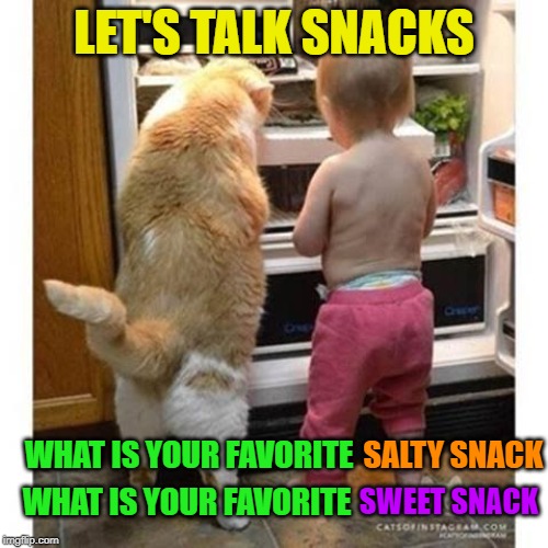Mine are chips and salsa (salty) and baklava (sweet) Imgflip