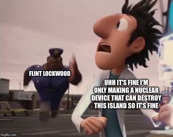 Flint Lockwood Meme Running