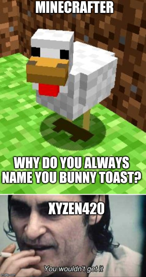 Image tagged in minecraft advice chicken,you wouldn't get it Imgflip