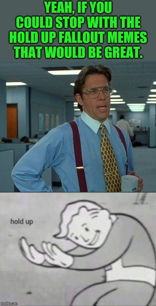 Image tagged in memes,that would be great,fallout hold up Imgflip