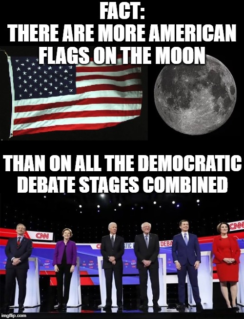 American Flags On The Moon vs American Flags At Democrat