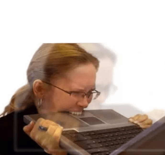 Woman biting laptop Blank Template Imgflip