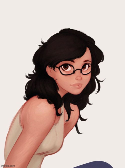 Anime Girl with Black Hair and Glasses Imgflip
