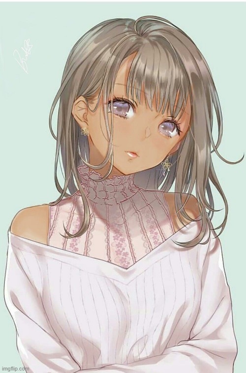 Anime Girl in a Sweater Imgflip