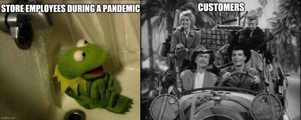 Image tagged in kermit crying terrified in shower,beverly hillbillies