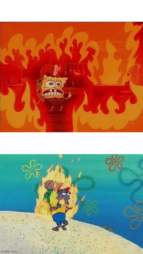 Image tagged in spongebob burning Imgflip