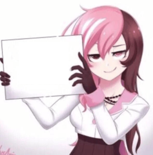 Anime girl holding sign Blank Template Imgflip