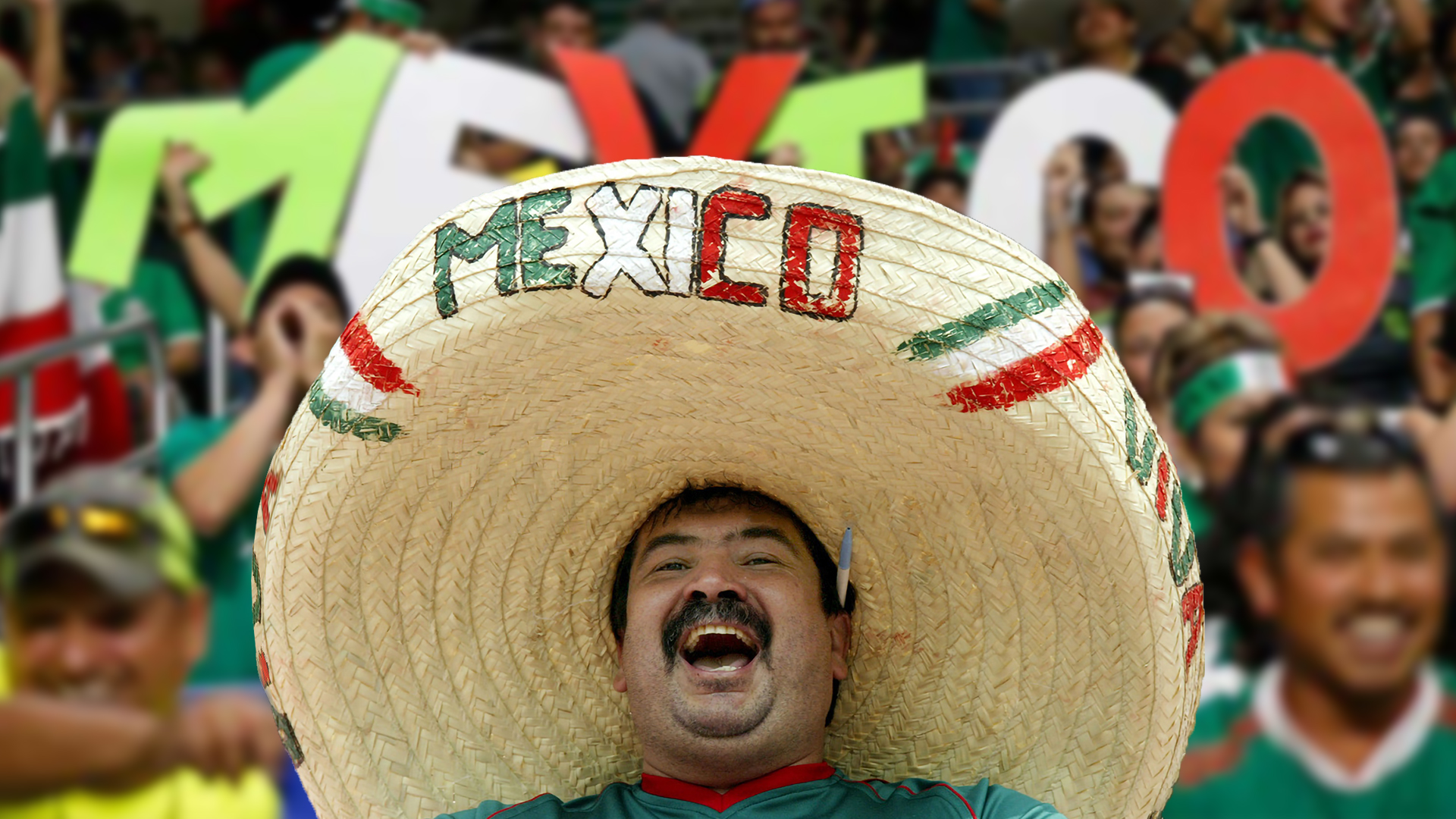 Fat Mexican wearing a Sombrero at World Cup Soccer Fan 2002 Blank