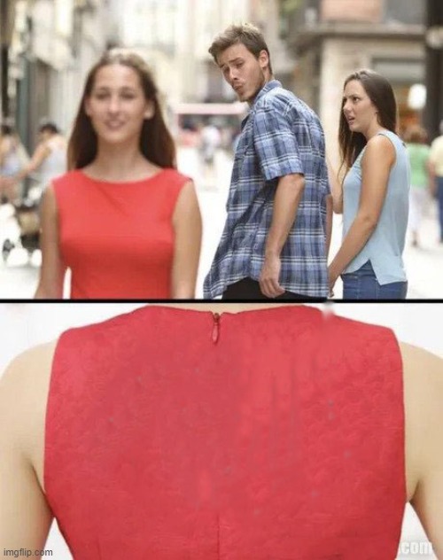 man looks at red dress Imgflip