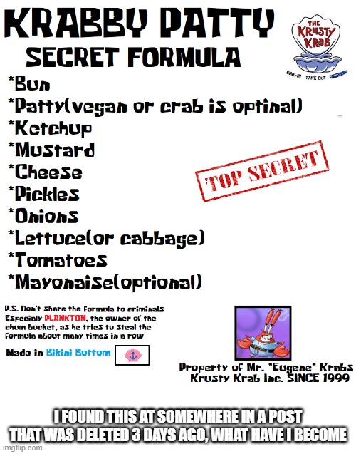 Krusty Krab Secret Formula