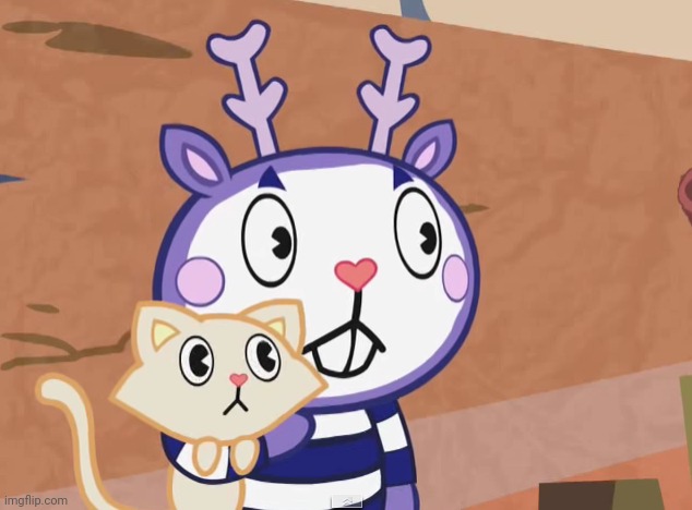 Image tagged in surprised mime with cat htf,happy tree friends,memes