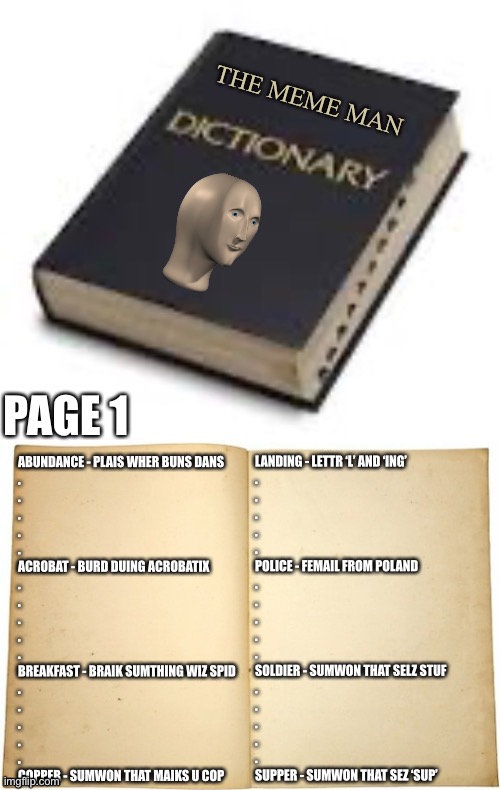 The meme man dictionary Imgflip