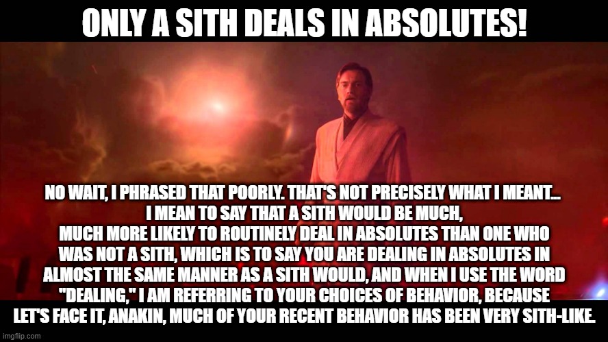 A breakdown of the absolutist properties of a sith in relation to