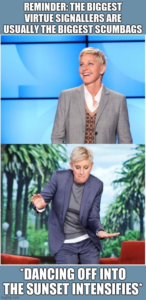 Ellen Degenerate is going down, but not on you, don't worry. Imgflip