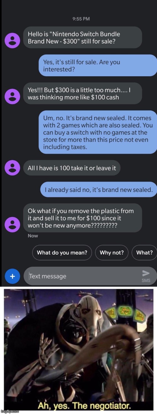 Ah yes the negotiator Imgflip