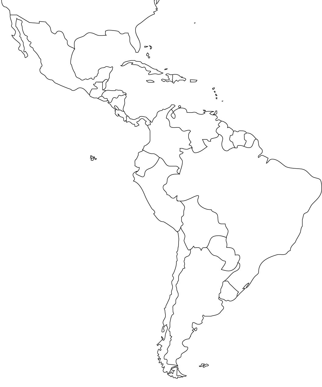 Central And South America Map Blank