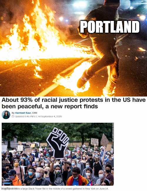 portland day 100, protests 93 peaceful Imgflip