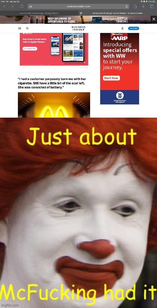 Ronald McDonald just about had it Imgflip