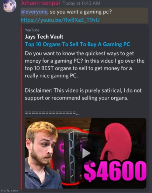 top 10 organs to sell to buy a gaming pc Imgflip