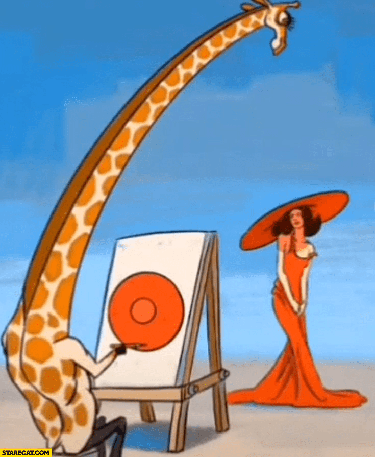 giraffe paints red hat woman Blank Template Imgflip