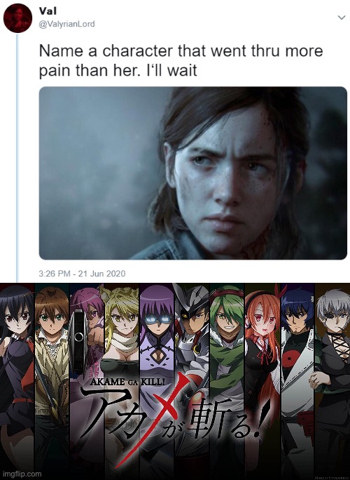 Image tagged in name one character who went through more pain than her