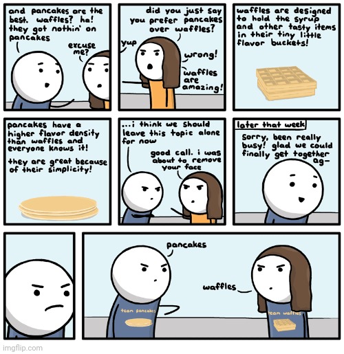 Waffles vs. pancakes comic Imgflip