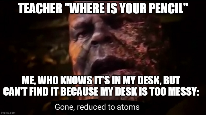 Thanos gone, reduced to atoms Imgflip