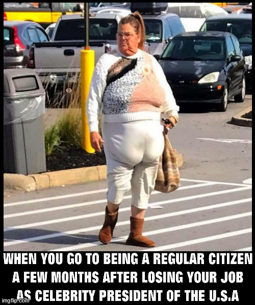 Image tagged in trump,front butt,fat lady,president,you're fired