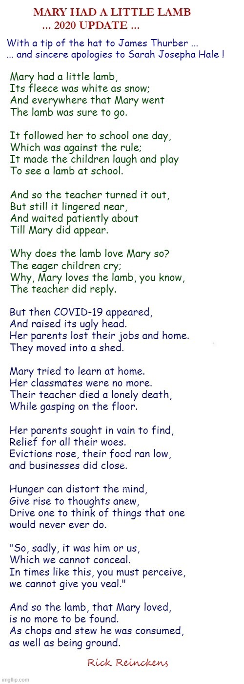 MARY HAD A LITTLE LAMB 2020 UPDATE Imgflip
