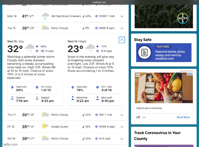 So I was just looking at the weather forecast for Easton, pa where I
