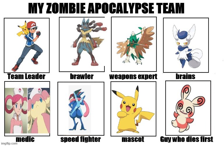 My zombie apocalypse team (Pokemon version) Imgflip