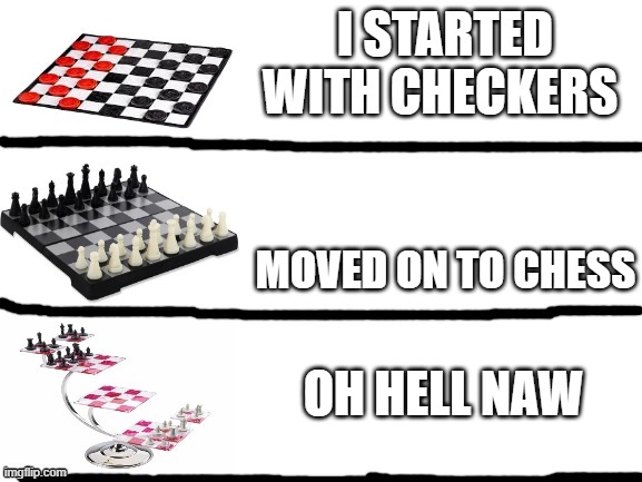 Image tagged in checkers vs chess vs 3d chess Imgflip