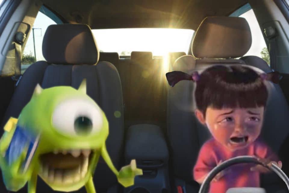 Boo crying in car with mike Blank Template Imgflip