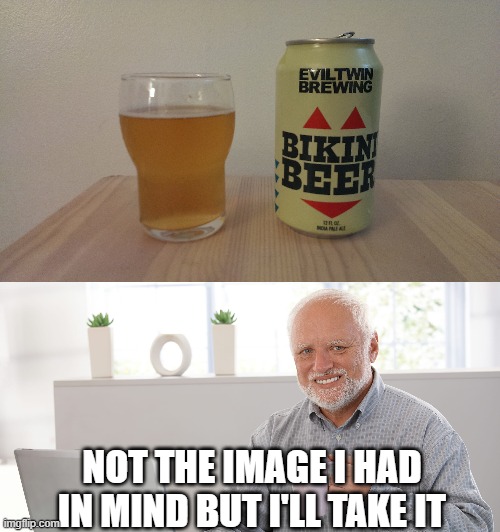 Image tagged in hide the pain harold,beer,bikini,drink beer,cold beer